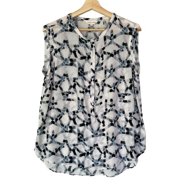 Rebecca Taylor 100% Silk Blouse Size 10 Sleeveless Grey - Picture 1 of 9